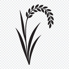 Rice Plant Silhouette Vector – Minimalist Agricultural Icon for Eco Branding, Farming, and Food Design, silhouette icon, black vector, minimalist design, flat illustration, stylized plant.