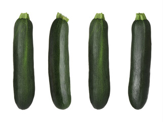 Fresh ripe zucchinis isolated on white, collage