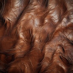 Luxurious Brown Leather Texture with Intricate Wrinkles and Folds, Abstract Background