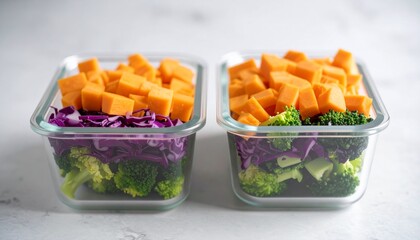 Healthy and Colorful Meal Prep Containers Filled with Freshly Chopped Vegetables for Balanced Nutrition and Easy Weekday Meals