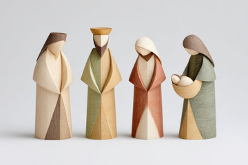 delicate paper figures of nativity scene displayed against clean ultrabright background