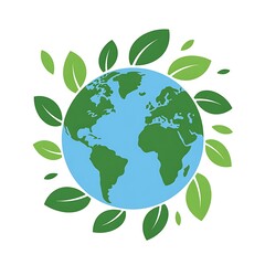 Fototapeta premium Earth with Green Leaves Icon