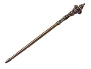 Ornate Bronze Wand on Transparent Background