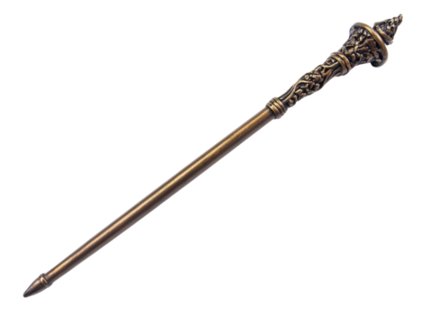 Ornate Bronze Wand on Transparent Background