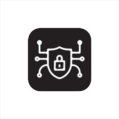 Shield with lock icon for cyber security isolated on white background