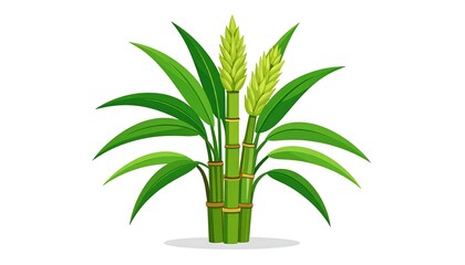 Obraz premium Green sugarcane plant illustration