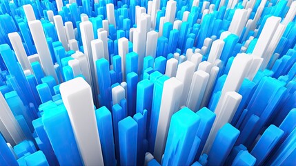 Obraz premium Abstract design of vertical rectangular shapes in vibrant blue and white.