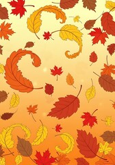 Obraz premium Whimsical autumn leaves display a colorful and festive seasonal pattern illustration