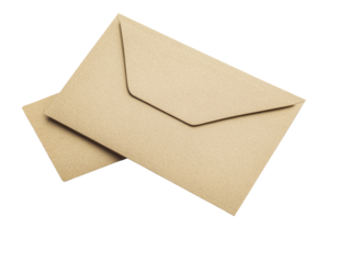 Brown Paper Envelopes on Transparent Background