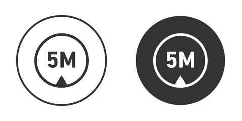 5 meter sign pictogram. Vector outline illustration isolated on white background.