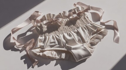 Silk baby bloomers, elasticated waist, ribbon ties, soft light