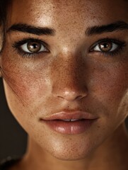 Fototapeta premium radiant woman displays natural fresh face with glowing skin and healthy makeup