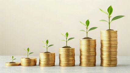 green plant growing from coins