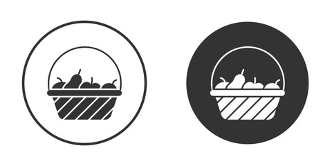 Fruit basket icon pictogram. Vector outline illustration isolated on white background.