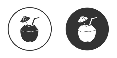 Coconut drink icon pictogram. Vector outline illustration isolated on white background.