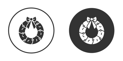 Christmas wreath icon pictogram. Vector outline illustration isolated on white background.