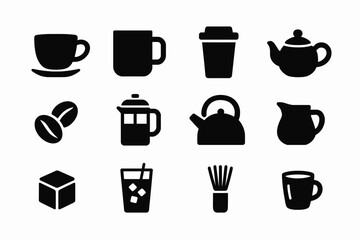 set of tea and coffee icons