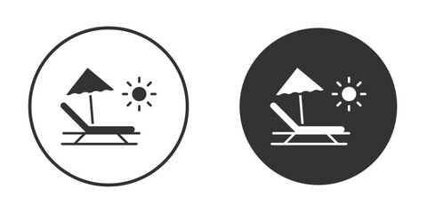 Beach chair icon pictogram. Vector outline illustration isolated on white background.