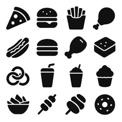 fast food icons set