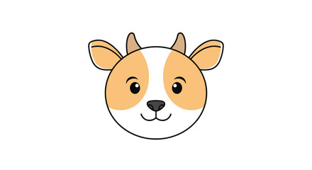 Fototapeta premium Adorable cartoon cow head illustration with cute big eyes and friendly smile