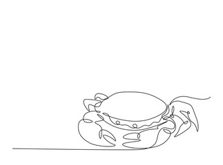 Crab outline illustration. Continuous line art drawing of sea crab. Editable stroke.