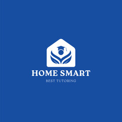 Blue Minimal Home Smart School Logo Design 