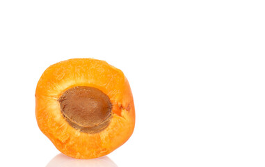 Ripe organic apricots isolated on white background, macro.