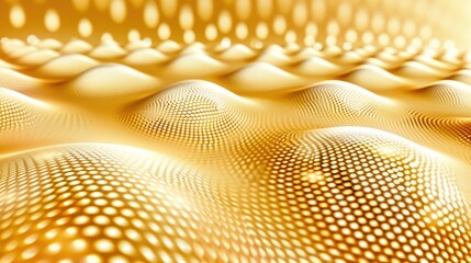 Abstract Golden Pattern of Dotted Waves and Bubbles in Futuristic Style