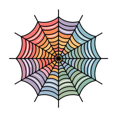 Playful Pastel Colored Spider Web Illustration for Happy Halloween Design Assets and Festive Celebrations