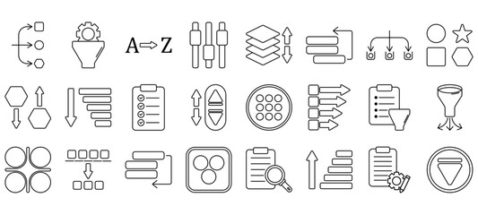 Set of sorting and filtering Icons or symbols Vector fully editable file.
