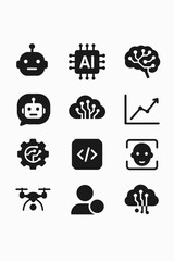 artificial intelligence icons set