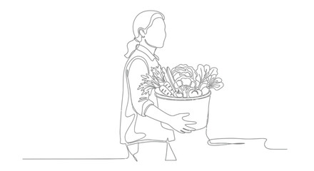 Woman carrying vegetables farmer harvest organic food healthy fresh market farm