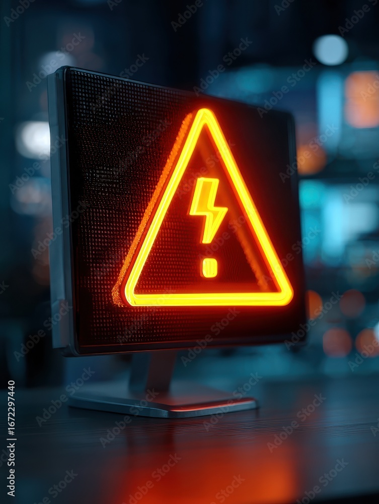 Poster system warning alert notification on computer screen cyber security breach