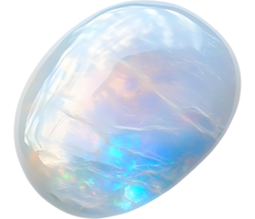 Smooth polished moonstone gemstone isolated on transparent background