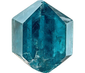 Blue apatite crystal isolated on transparent background
