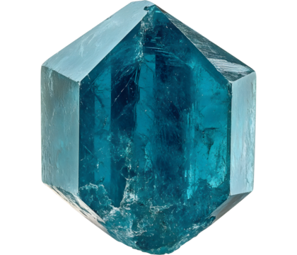 Blue apatite crystal isolated on transparent background