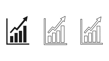 Growth Chart Icons Upward Trend, Progress, and Success Vectors