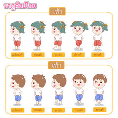 Cartoon traditional Thai dance vector.