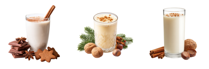 Festive drinks for christmas celebration transparent background food photography winter vibes