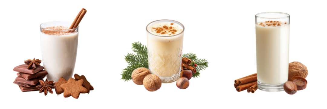 Festive drinks for christmas celebration transparent background food photography winter vibes