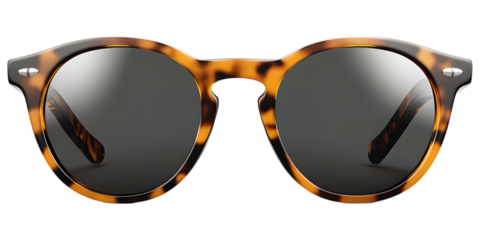 Tortoiseshell round sunglasses isolated on transparent background