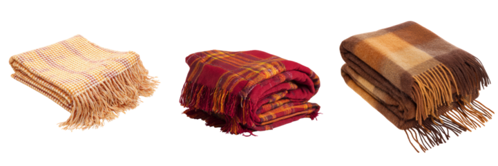 Cozy christmas blankets display transparent background soft textiles home environment