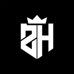 ZH Vector image of a shield with a sharp geometric style and a pointed crown