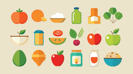 Assorted fruits vegetables drinks and food items apple mango