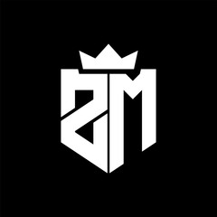 ZM Vector image of a shield with a sharp geometric style and a pointed crown
