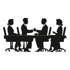A black silhouette image of a business partnership meeting 
