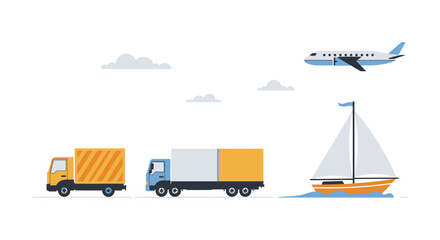 Transportation modes for shipping and travel by land sea and air
