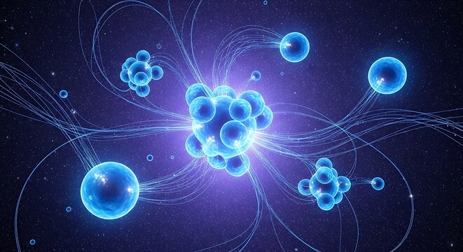 Abstract representation of atoms and molecules in a quantum environment - Powered by Adobe