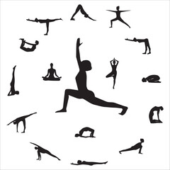 Yoga Pose Silhouette Set