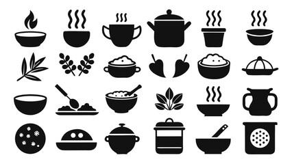 Various cooking and food preparation icons kitchen